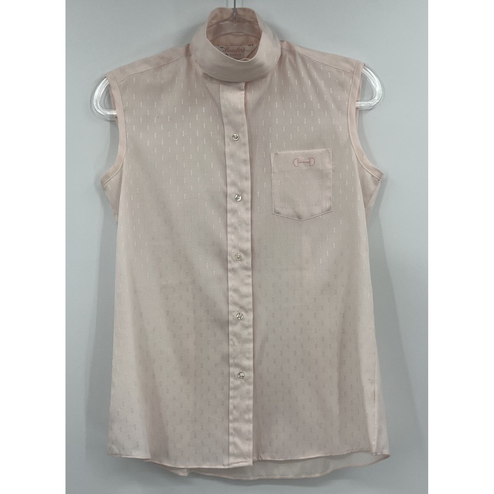 Beaufort Riding Equestrian Horse Show Pink Shirt Size 10 Sleeveless Vintage USA
